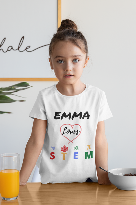 Love STEM Customizable Name T-Shirt for Children