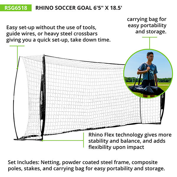 Champion Sports Rhino Soccer Goal | 3' x 5', 4' x 6', 6.5' x 18.5'