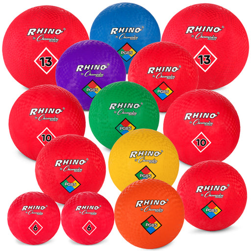 Set of 14 Mixed Playground Rubber Balls with Carry Bag