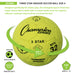 Yellow soccer ball with Champion Sports branding on a white background