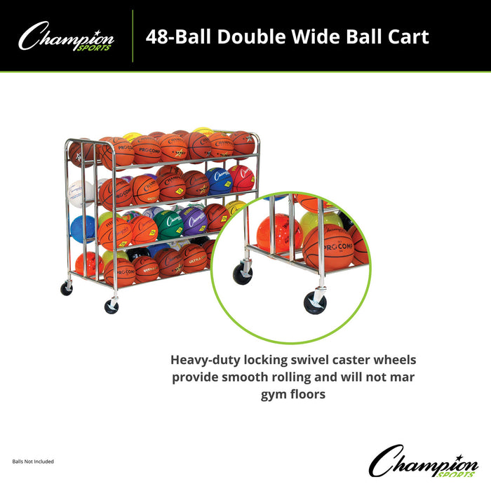 Champion Sports 48 ball Double Wide Ball Cart