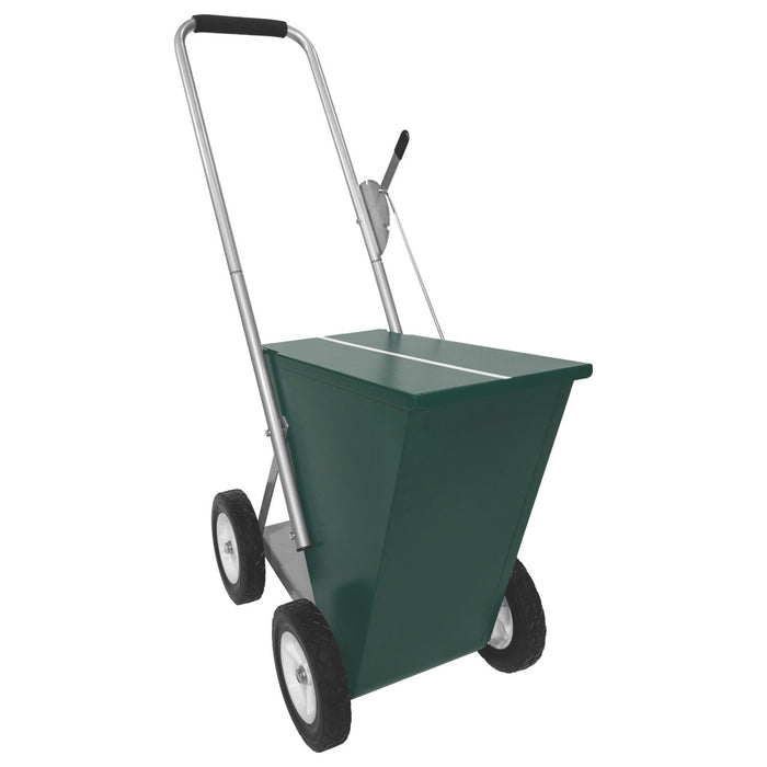 Green Wheeled Dry Line Marker with a handle