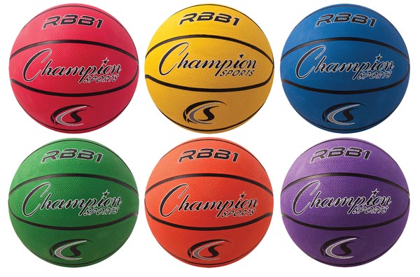 Set of 6 Champion Sports Rubber Basketballs 29.5