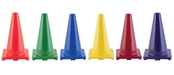 Set of 6 18" Heavy Duty Sports Cones | Multicolored Weatherproof
