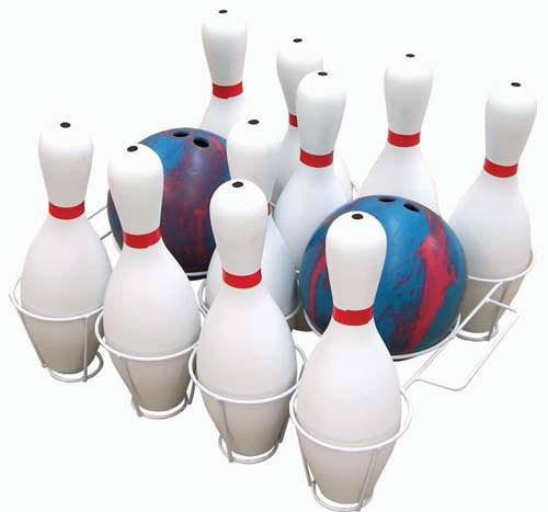 Bowling Basket Combo (Includes Pins & Two Balls) | PE Equipment & Games | Gear Up Sports