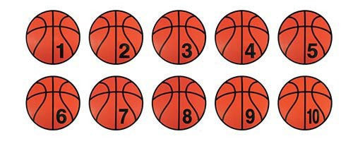 OpenOptics 12 in. Numbered Poly Basketball Spots, Set of 10