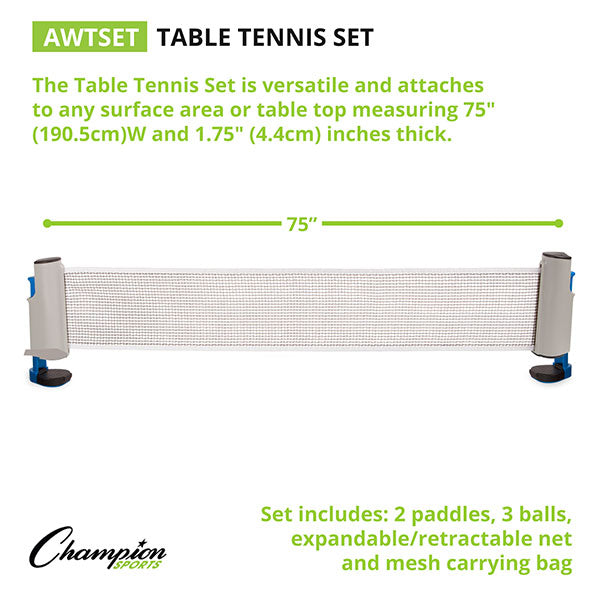 Expandable Table Tennis Set with Net, Paddles and Balls