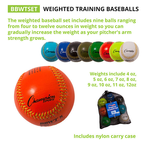 Step Up Arm Strengthening Weighted Training Baseballs (4-12oz)