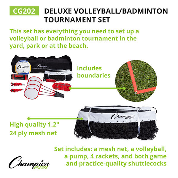 Champions Sports Deluxe Badminton & Volleyball Tournament Set