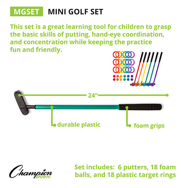 Mini Golf Set for Kids - 6 Putters, 18 Targets & Balls