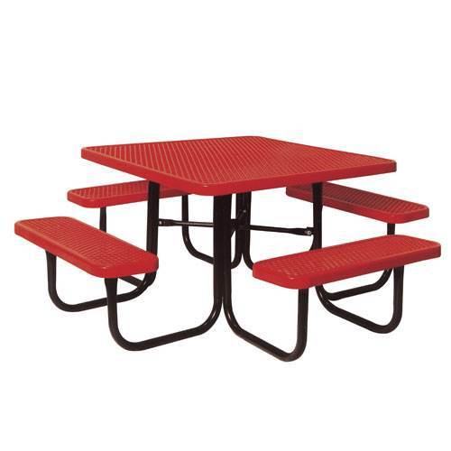 46" Heavy Duty Outdoor Square Table - Red Diamond Pattern