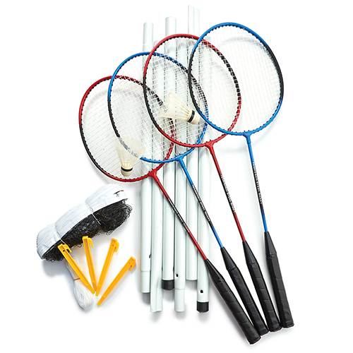 Badminton Set with 4 Rackets 2 Shuttlecocks Net Poles - Gear Up Sports