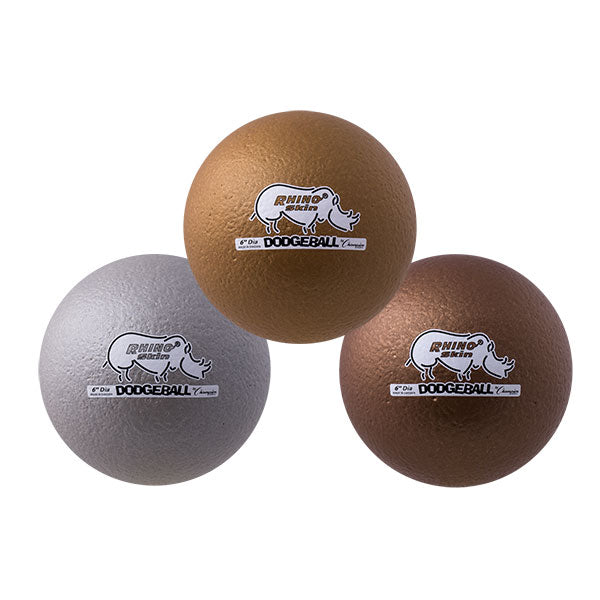 Set of 3 - 6 Inch Metallic Rhino Skin Dodgeballs