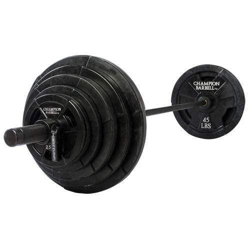Rubber Coated Olympic Grip Plates by Champion Barbell 300lbs set